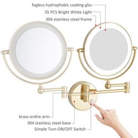 img 2 attached to 🪞 GURUN 8.5 Inch LED Lighted Wall Mount Makeup Mirror: Enhance Your Beauty with 7X Magnification, Gold M1805DJ