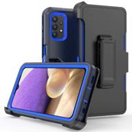 📱 slim navy blue armor case for samsung galaxy a32 5g with belt clip holster - heavy-duty shockproof phone protector logo