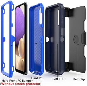 img 2 attached to 📱 Slim Navy Blue Armor Case for Samsung Galaxy A32 5G with Belt Clip Holster - Heavy-Duty Shockproof Phone Protector