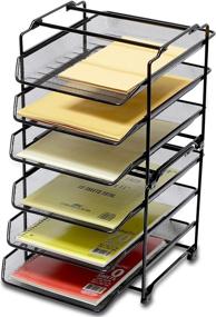 img 2 attached to Efficiently Organize Your Documents with DecoBros Stackable 3 Tier Desk Letter Tray Organizer in Black