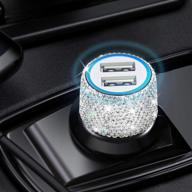 💎 dual usb bling car charger: aymla women cute car accessories for iphone & samsung - crystal car decorations! logo