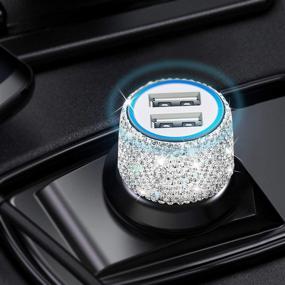 img 4 attached to 💎 Dual USB Bling Car Charger: Aymla Women Cute Car Accessories for iPhone & Samsung - Crystal Car Decorations!