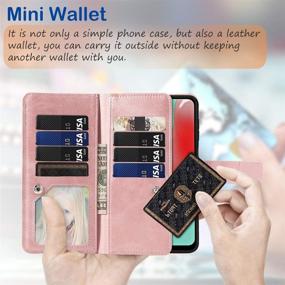 img 2 attached to FANUBA Galaxy A32 5G Wallet Phone Case - Rose Gold: Magnetic Buttons, Wrist Strap, Card Holders, Kickstand, Shockproof - Samsung Flip Folio Cover