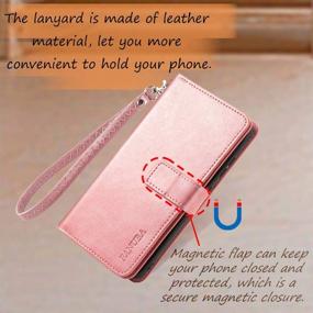 img 3 attached to FANUBA Galaxy A32 5G Wallet Phone Case - Rose Gold: Magnetic Buttons, Wrist Strap, Card Holders, Kickstand, Shockproof - Samsung Flip Folio Cover