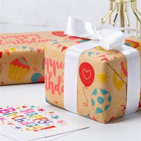 img 1 attached to 🎁 RUSPEPA Kraft Wrapping Paper Roll - Birthday Theme Design for Perfectly Celebrating Birthdays, Parties, and Baby Showers - 24 inches X 100 feet