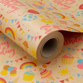 img 4 attached to 🎁 RUSPEPA Kraft Wrapping Paper Roll - Birthday Theme Design for Perfectly Celebrating Birthdays, Parties, and Baby Showers - 24 inches X 100 feet