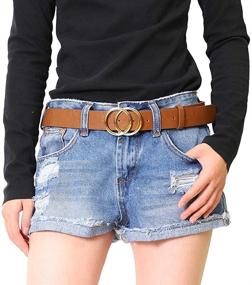 img 1 attached to 👗 Vpogn Women's Leather Belt – Fashionable Soft Faux Leather Waistband for Jeans and Dresses