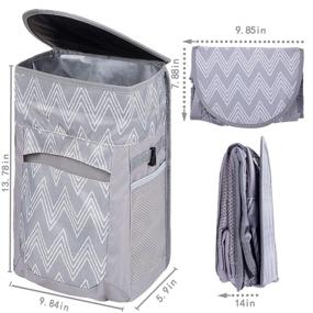 img 1 attached to 🚗 Large Capacity Collapsible Car Trash Can with Leak Proof Lid, 3 Storage Pockets, and Hanging Headrest Design -Portable Multifunctional Organizer Bin for Auto Garbage, 2.5 Gallon Capacity