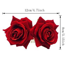 img 2 attached to 💃 Flamenco Dancer Hair Clip - Ever Fairy Rose Flower Slide Pin Brooch Styling Accessory for Women (Red, 1 piece)