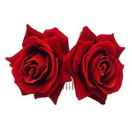 💃 flamenco dancer hair clip - ever fairy rose flower slide pin brooch styling accessory for women (red, 1 piece) logo