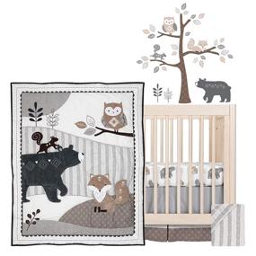 img 3 attached to 🌳 Набор постельного белья для детской кроватки Lambs & Ivy Woodland Forest Animal из 5 предметов - серый: Создайте уютную и очаровательную атмосферу в детской комнате эти красивые дизайны лесных животных