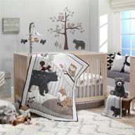 🌳 lambs & ivy woodland forest animal nursery 5-piece baby crib bedding set - gray: create a cozy and charming nursery ambiance with these adorable forest animal designs logo