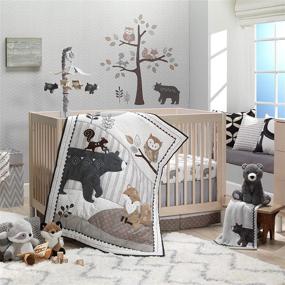 img 4 attached to 🌳 Набор постельного белья для детской кроватки Lambs & Ivy Woodland Forest Animal из 5 предметов - серый: Создайте уютную и очаровательную атмосферу в детской комнате эти красивые дизайны лесных животных