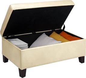 img 1 attached to 📦 The Beige Hadfield Faux Leather Rectangular Storage Ottoman