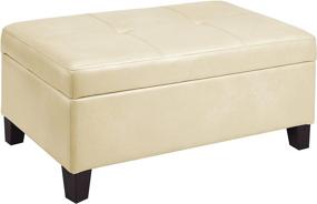 img 3 attached to 📦 The Beige Hadfield Faux Leather Rectangular Storage Ottoman