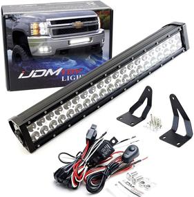 img 4 attached to 🔆 iJDMTOY 20-Inch LED Light Bar for 11-14 Chevy Silverado 2500HD 3500HD, 120W High Power, Lower Grille Mount, Bumper Opening Brackets, On/Off Switch Wiring