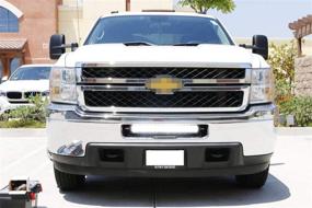 img 1 attached to 🔆 iJDMTOY 20-дюймовая светодиодная панель для 11-14 Chevrolet Silverado 2500HD 3500HD, 120 Вт, нижний решетчатый монтаж, кронштейны для открытия бампера, проводка с выключателем