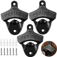 dshe bottle opener wall mounted: vintage rust-proof cast iron beer bottle opener – pack of 3 | ideal for bars, hotels, or homes logo