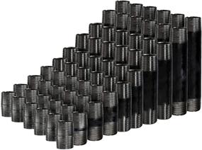 img 4 attached to Premium Black Malleable Threaded Nipples - Supply Giant OQCB1200 Assortment for 1/2 Inch Steel Pipe Fittings, Ideal for DIY Vintage Shelving Projects (66 Pieces in Total, Includes 6 Sizes: 1-6 Inches)