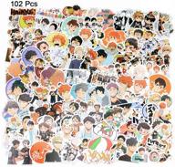 🔥 waterproof anime stickers pack - haikyuu themed stickers for boys laptop luggage water bottle skateboard vinyl graffiti sticker (102 pcs) logo