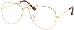 img 4 attached to Stylish Kids Clear Lens Aviator Eye Glasses - Non Prescription, Ages 3-10