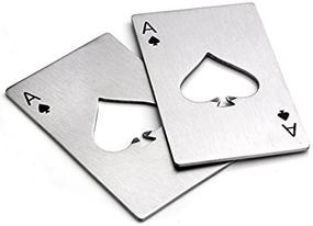 img 4 attached to Wallet-Sized Stainless Steel Credit Card Bottle Opener 🔑 Set - Ideal for Casinos - Pack of 2