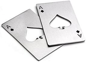 img 1 attached to Wallet-Sized Stainless Steel Credit Card Bottle Opener 🔑 Set - Ideal for Casinos - Pack of 2