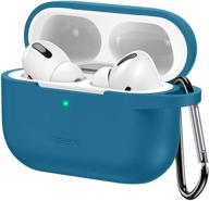 🔵 esr улучшенный силиконовый защитный чехол для кейса airpods pro - синий, с карабином, видимым передним светодиодом, мягкий тонкий чехол - совместим с кейсом для зарядки airpods pro 2019 логотип