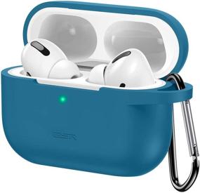 img 4 attached to 🔵 ESR Улучшенный силиконовый защитный чехол для кейса AirPods Pro - Синий, с карабином, видимым передним светодиодом, мягкий тонкий чехол - Совместим с кейсом для зарядки AirPods Pro 2019