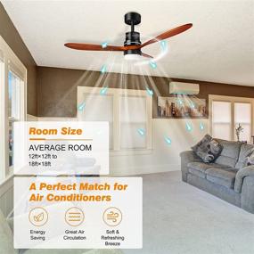 img 2 attached to 🪑 Remote Control Wood Ceiling Fan with LED Lights Kit, Rustic Vintage Style, 52-inch, 3 Color Temperature