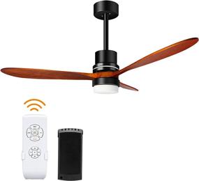 img 4 attached to 🪑 Remote Control Wood Ceiling Fan with LED Lights Kit, Rustic Vintage Style, 52-inch, 3 Color Temperature