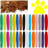 🐶 30 pcs double-sided soft adjustable puppy whelping collars - newborn pet collars in 15 colors logo