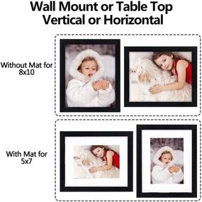 img 1 attached to eletecpro Set of 6 Picture Frames, High Definition Glass, Display 5x7 Photos With Mat and 8x10 Without Mat for Tabletop or Wall Decor, Black