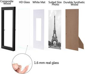 img 3 attached to eletecpro Set of 6 Picture Frames, High Definition Glass, Display 5x7 Photos With Mat and 8x10 Without Mat for Tabletop or Wall Decor, Black