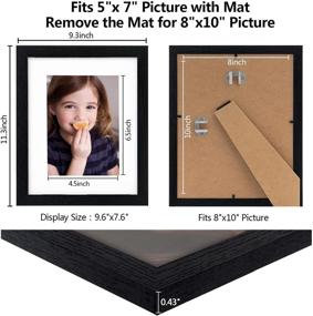 img 2 attached to eletecpro Set of 6 Picture Frames, High Definition Glass, Display 5x7 Photos With Mat and 8x10 Without Mat for Tabletop or Wall Decor, Black