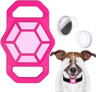 🐶 lechivée air tag dog collar case: gps tracking cover with 4 pack hd protector flim - pink logo