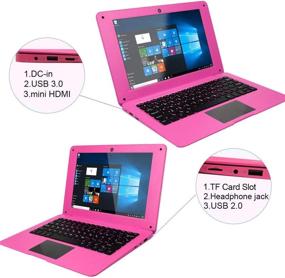 img 2 attached to 💻 Tocosy 10.1-Inch Quad Core Windows 10 Laptop - Ultra Thin Computer PC with HD Graphics, 2GB RAM, 32GB Storage, 1.92GHz, USB 2.0, WiFi, Bluetooth, HDMI, IPS Display - Notebook (Pink)