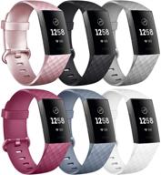 омидо [6 шт.] силиконовые ремешки для fitbit charge 4/3, сменные фитнес-спортивные браслеты для женщин и мужчин логотип