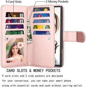 img 3 attached to 📱 Njjex Wallet Case for Samsung Galaxy Note 10 Plus, Galaxy Note 10+ Plus 5G Case with 9 Card Slots, PU Leather Credit Holder Folio Flip, Detachable Kickstand, Magnetic Phone Cover & Lanyard in RoseGold