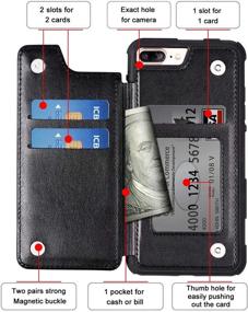 img 3 attached to 📱 Premium Wallet Case for iPhone 7 Plus/8 Plus - Shockproof PU Leather Back Flip Cover with Card Pockets (Black)