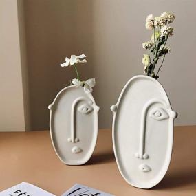 img 2 attached to 🌸 Ceramic Flower Vase: Elegant Long Face Decor for Modern Living Room Decor/Centerpieces/Arrangements
