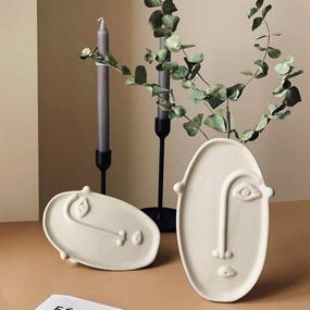 img 1 attached to 🌸 Ceramic Flower Vase: Elegant Long Face Decor for Modern Living Room Decor/Centerpieces/Arrangements