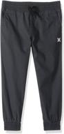 👖 stylish and comfortable: hurley woven jogger pants black for boys' casual wear logo