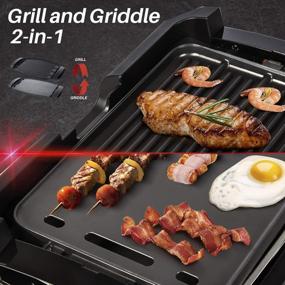 img 3 attached to Secura 1800-Watt Smokeless Indoor Grill with Reversible 2-in-1 🔥 Cast Iron Plate, Glass Lid, and Extra-Large Dishwasher Safe Drip Tray