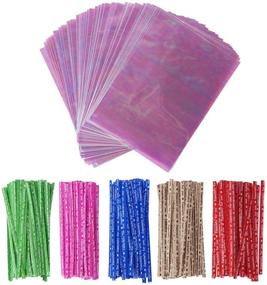 img 3 attached to 🎉 Iridescent Holographic Cellophane Party Favor Treat Bags: 100 Pack with Twist Ties - Perfect for Themed Celebrations, Baby Showers, Weddings, Girls Birthday Party Supplies (5" x 7")