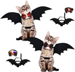 img 4 attached to 🐱 Alycwint Cat Halloween Costumes Bat Wings 2 Sets - Pet Costume Accessory with Adjustable Collar and Velcro Decoration, for Puppy Dog and Cat Halloween Parties - Dress Up Outfit