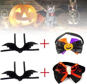 img 3 attached to 🐱 Alycwint Cat Halloween Costumes Bat Wings 2 Sets - Pet Costume Accessory with Adjustable Collar and Velcro Decoration, for Puppy Dog and Cat Halloween Parties - Dress Up Outfit