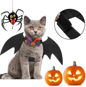 img 1 attached to 🐱 Alycwint Cat Halloween Costumes Bat Wings 2 Sets - Pet Costume Accessory with Adjustable Collar and Velcro Decoration, for Puppy Dog and Cat Halloween Parties - Dress Up Outfit