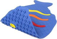 🛀 safeland patented non-slip bath shower mat, tpr material, eco-friendly, non-pvc, color combo, machine washable, soft, powerful gripping suction cups, 27x16 inch, rainbow fish - optimize your bathroom safety logo