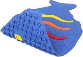 img 4 attached to 🛀 SAFELAND Patented Non-Slip Bath Shower Mat, TPR Material, Eco-Friendly, Non-PVC, Color Combo, Machine Washable, Soft, Powerful Gripping Suction Cups, 27x16 Inch, Rainbow Fish - Optimize Your Bathroom Safety
